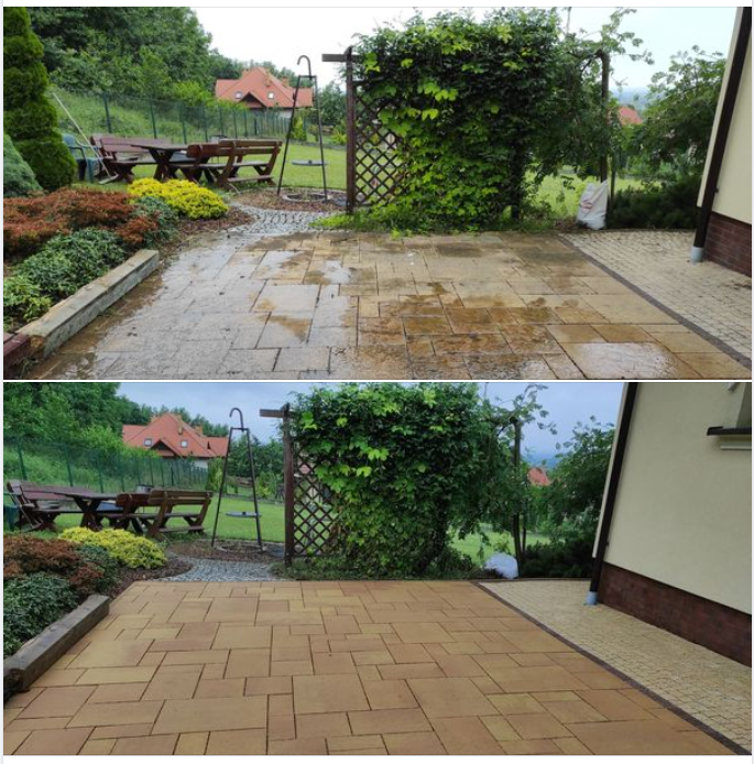 Czyszczenie kostki brukowej Przeworsk Mycie i impregnacja kostki brukowej – Przeworsk, efekt po czyszczeniu