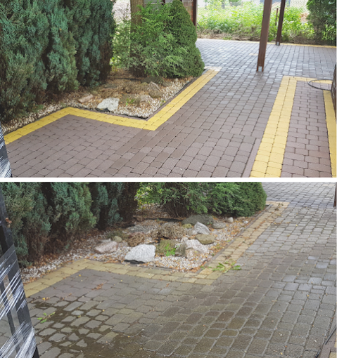 Czyszczenie kostki brukowej Leżajsk Mycie kostki brukowej przed domem jednorodzinnym – Leżajsk, usuwanie zabrudzeń po zimie