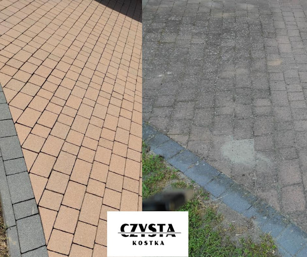 Mycie kostki brukowej Sokołów Małopolski Czyszczenie kostki brukowej i fug w Sokołowie Małopolskim – efekt przed i po